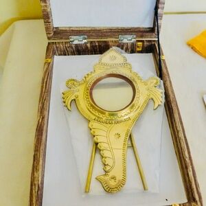 Aranmula Kannadi World Famous Handmade Hand Mirror NEW In Case, Dresser RARE